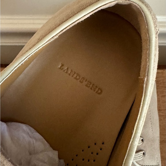 LANDS END Sandstone Beige Lace Up Suede Buck Oxford Dress Shoes Sz 9 M - Picture 7 of 11